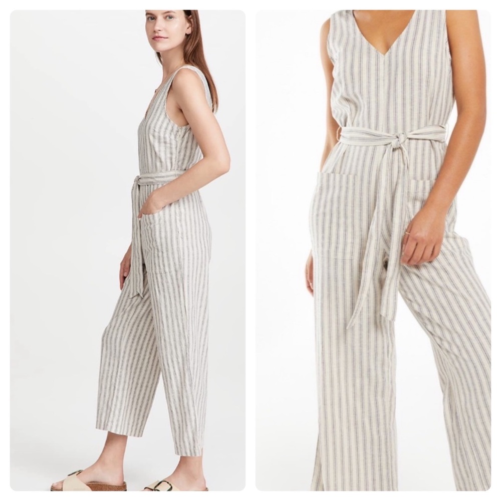 Z SUPPLY CROPPED STRIPED JUMPSUIT